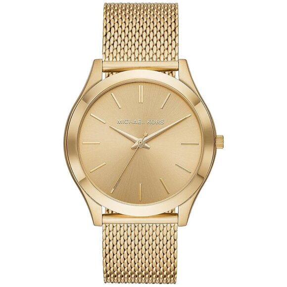 Oversized Slim Runway Men's Watch, Stainless Steel Watch for Men Gold Mesh